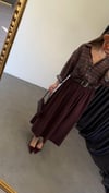 Hasır Kemerli Bordo Midi Etek