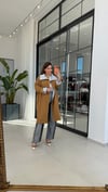İç Boyun Ve Kol Kısmı Mavi Kareli Parka Ceket Camel