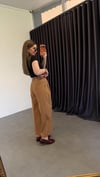 İnce Bordo Kemerli Pantolon Camel