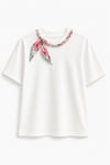 İncili Fularlı Ms T-shirt Ekru