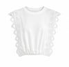 İşleme Dantelli T-shirt Detaylı Elbise Ekru
