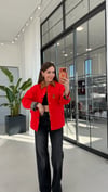 Kadife Yaka Ceket Kırmızı