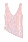 Kesimi Asimetrik Model Payetli Bluz Pembe