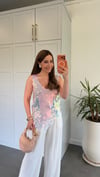 Kesimi Asimetrik Model Payetli Bluz Pembe