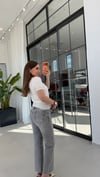 Kısa Kol Bisiklet Yaka Marka Triko Bluz Ekru