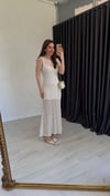 Kuyres Dantelli Astarlı Elbise Ekru