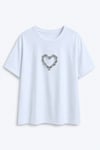 Love Pky Taşlı T-shirt Beyaz