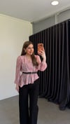 Luna Vatkalı Kemerli Asimetrik Bluz Pembe