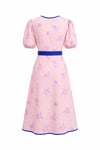 Palmiye Baskılı Kuşaklı Elbise Pembe