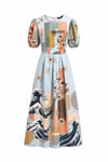Patchwork Desenli Elbise Mavi