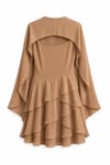 Pelerinli Elbise Camel