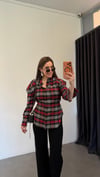 Plaid Bağcıklı Vatkalı Gömlek Kırmızı