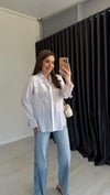 Punck İşlemeli Gömlek Beyaz