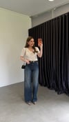 Retro Tensl Karışımlı Jean Koyu Mavi
