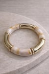Segmentli Cuff Gold Bileklik Beyaz