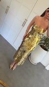 Spaget Pullu Elbise Gold
