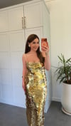 Spaget Pullu Elbise Gold