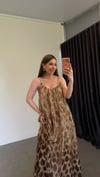 Stone İp Askılı Vual Doku Elbise Kahve