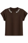 Taş Yakalı Modal Vatkalı T-shirt Acı Kahve