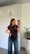 Taş Yakalı Modal Vatkalı T-shirt Acı Kahve