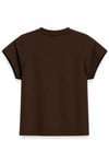 Taş Yakalı Modal Vatkalı T-shirt Acı Kahve