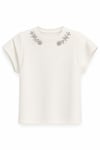 Taş Yakalı Modal Vatkalı T-shirt Ekru