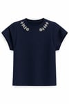Taş Yakalı Modal Vatkalı T-shirt Lacivert