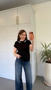 Taş Yakalı Modal Vatkalı T-shirt Siyah