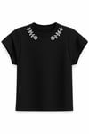 Taş Yakalı Modal Vatkalı T-shirt Siyah
