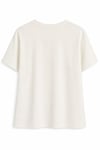 Taş Yırtmaçlı Basic T-shirt Ekru
