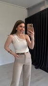 Tek Omuz Aksesuarlı Bluz Ekru