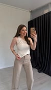 Tek Omuz Aksesuarlı Bluz Ekru