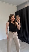 Tek Omuz Aksesuarlı Bluz Siyah