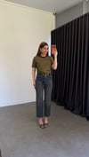 Tonade Orta Tintli Dikiş Kemerli Jean Koyu Mavi