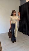 Uzun Bağlamalı Triko Krem