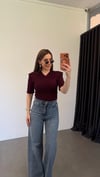 V Yaka Vatkalı Modal Bodysuit Bordo