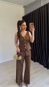 Waistcoat Takım Kahverengi