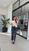 Yan Şerit Dantelli Triko Krem