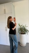 Yırtmacı Taş Detaylı Basic T-shirt Kahverengi