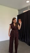 Zımba Detaylı Yelekli Denim Takım Bordo