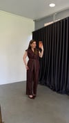 Zımba Detaylı Yelekli Denim Takım Bordo