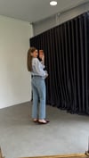 Zuri Düz Paça Siyah Kemerli Jean Mavi