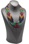 7 Sıralı Yakut-Safir-Zümrüt Multi Color Kolye 