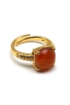 Akik Doğal Taş Ayarlanabilir Gold Renkli Yüzük - YZK-0190
