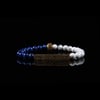 Altın Renk Aparatlı Lapis Lazuli ve Havlit Doğal Taş Bileklik 8 mm Küre Kesim