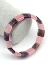 Ametist - Pembe Kuvars Doğal Taş Bileklik 13 x 15 mm Özel Kesim