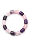 Ametist-Pembe Kuvars Doğal Taş Bileklik 10 x 14 mm Özel Kesim - BLK-2443