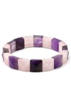 Ametist-Pembe Kuvars Doğal Taş Bileklik 11 x 11 mm Özel Kesim - BLK-2380