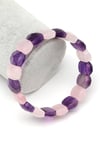 Ametist-Pembe Kuvars Doğal Taş Bileklik 10 x 15 mm Özel Kesim - BLK-2388