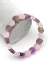 Ametist-Pembe Kuvars Doğal Taş Bileklik 10 x 14 mm Özel Kesim